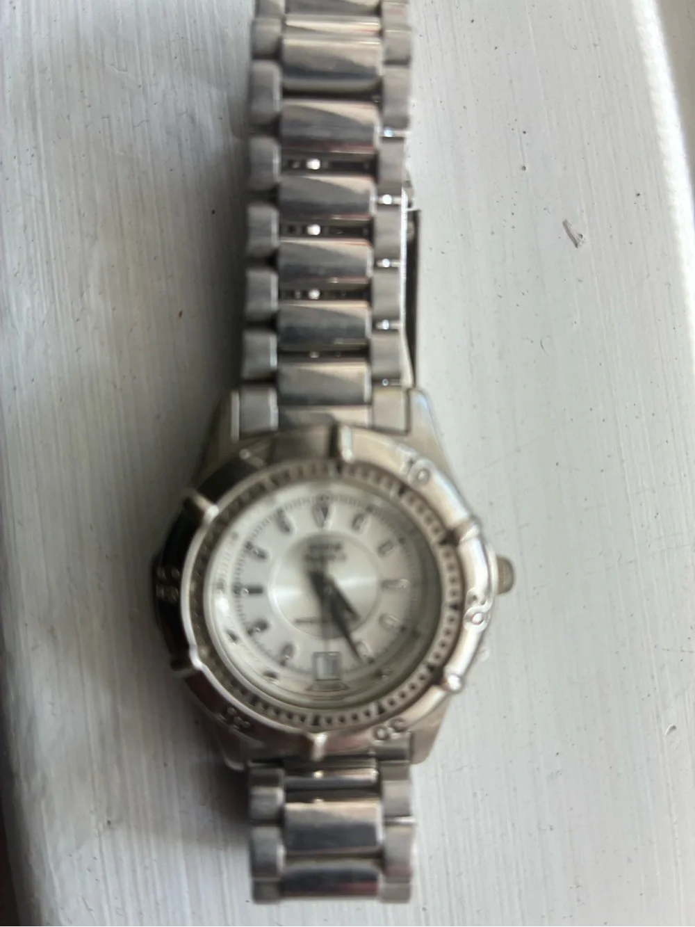 Anne Klein Silver and White Stainless Steel Women's Watch